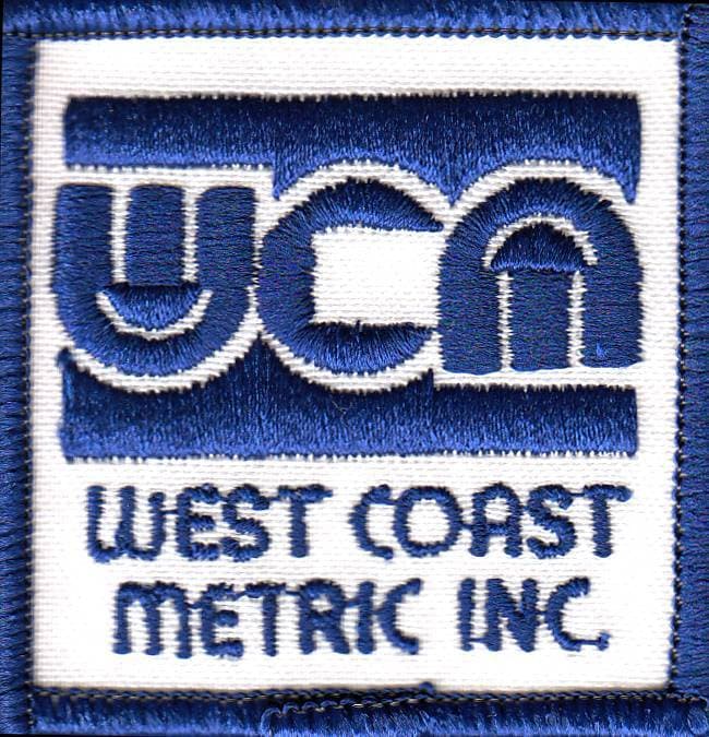 PATCH, OLD SCHOOL WEST COAST METRIC INC, BLUE ON WHITE