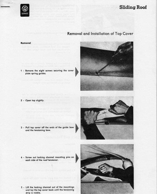 SLIDING SUNROOF INSTRUCTION SHEET, 8 PAGE, BUS 1951-67
