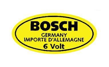 STICKER, BOSCH COIL, 6 VOLT, BLACK INK ON YELLOW
