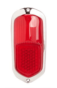 LENS, TAIL LIGHT ALL RED WITH CHROME TRIM, HELLA *GERMAN* GHIA 1958 1/2 -1959