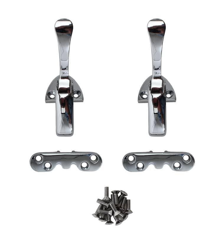 TOP LOCK AND CATCH SET, LEFT & RIGHT COMPLETE WITH SCREWS, BUG CONV. 1961-64 *MADE BY WCM*