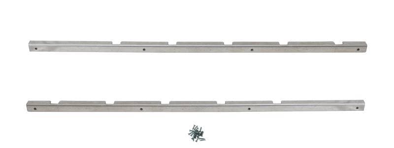 FRONT DOOR SLIDING WINDOW LATCH PLATES, STAINLESS STEEL, LEFT & RIGHT WITH SCREWS, BUS 1955-67 (1955 from VIN # 20-117903)