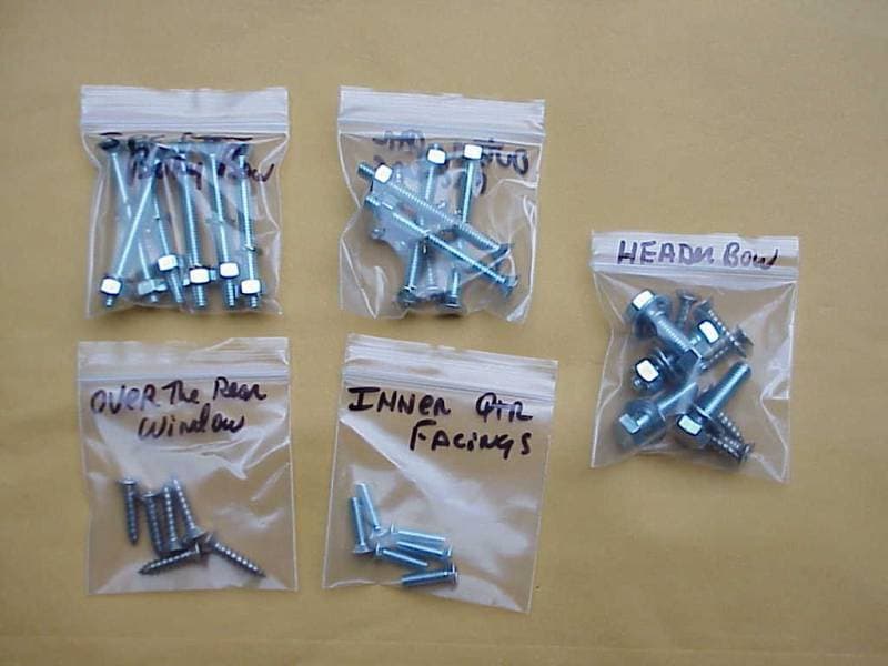 SCREWS, BOW MOUNTING HARDWARE FOR WOOD OR SYNTHETIC, BUG CONV. 1967-70 (1967 from VIN #157250033 thru 1970 VIN # 1502483109)