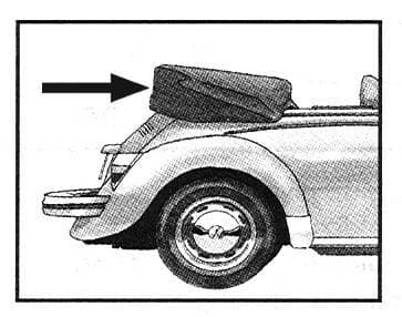 TOP BOOT, DARK BLUE CANVAS *MADE IN USA* BUG CONV. 1973-77 1/2  (thru chassis # 1572076925 - Call or Email to Order)