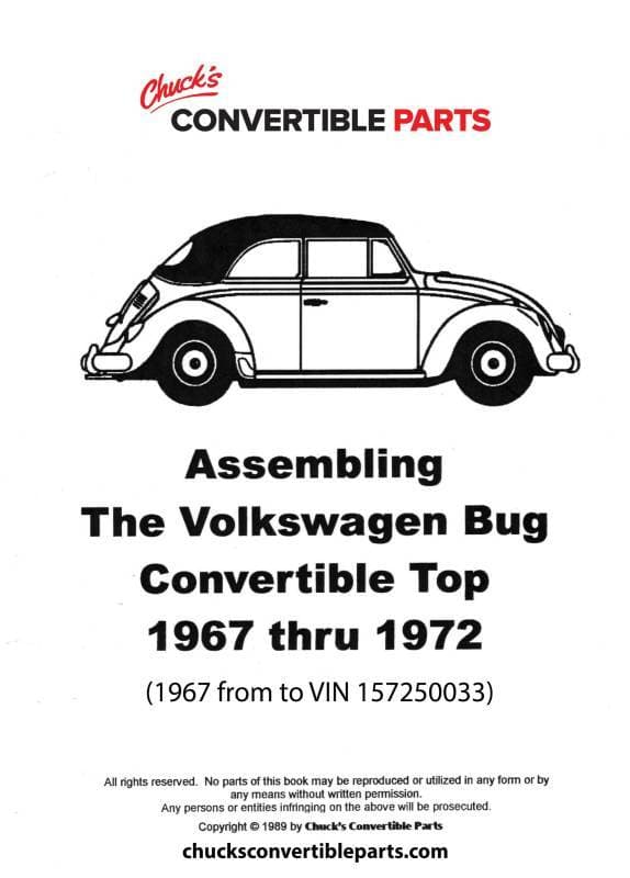 TOP INSTRUCTION MANUAL, BUG CONV. 1967 1/2 - 72 (1967 from to VIN 157250033)