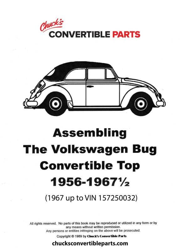 TOP INSTRUCTION MANUAL, BUG CONV. 1956-67 1/2 (1967 up to VIN 157250032)