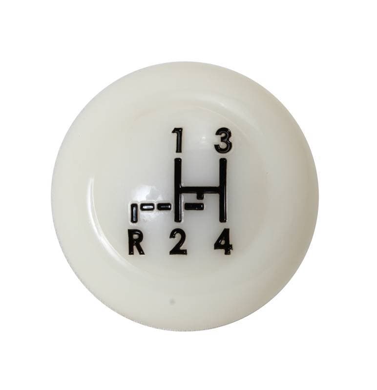 SHIFT KNOB, 7mm WHITE WITH SHIFT PATTERN, BUG & GHIA 1961-67