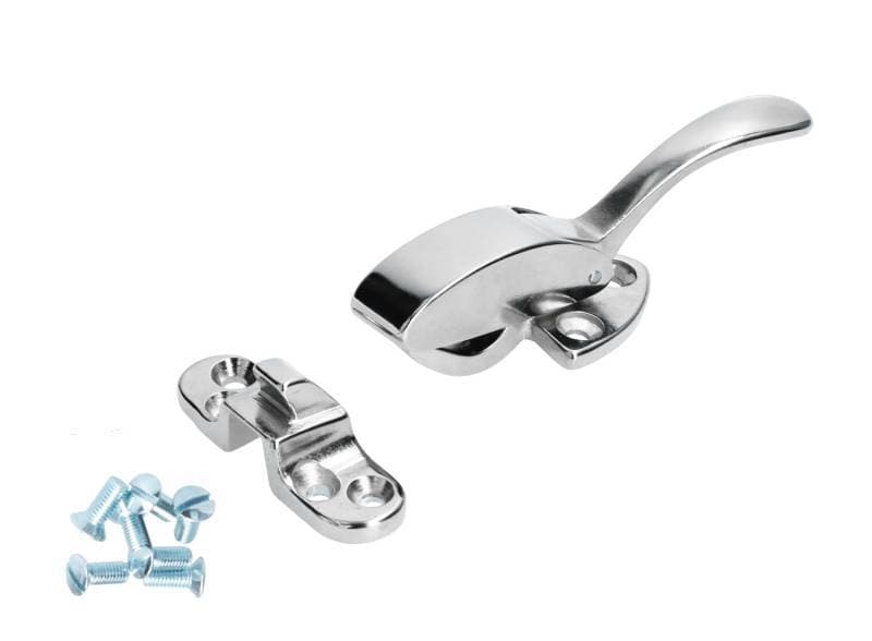 TOP LOCK AND CATCH, LEFT OR RIGHT WITH SCREWS, BUG CONV. 1950-60 (Requires 2 Sets Per Car)