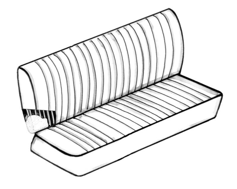 SEAT FOAM, MIDDLE 3/4 BENCH SEAT BACKREST, BUS 1959-79