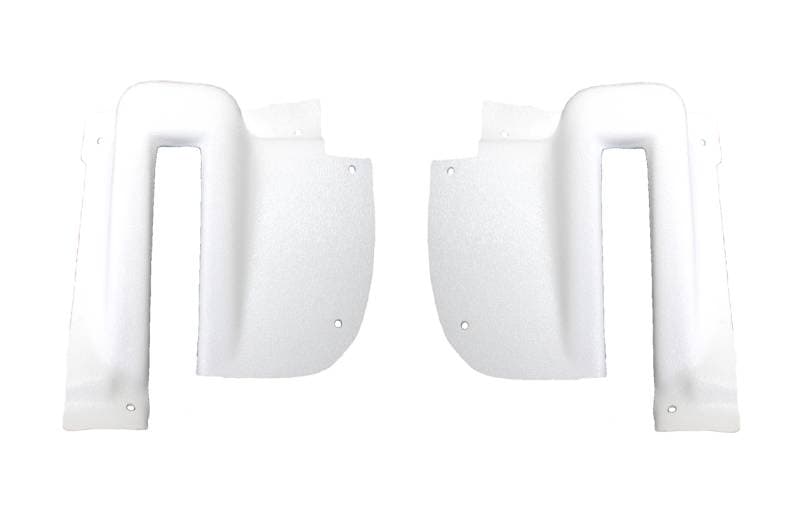 HINGE COVERS, WHITE PLASTIC LEFT & RIGHT, REAR CARGO HATCH, BUS 1964-67 *MADE IN USA BY WCM*