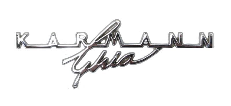 DASH KARMANN GHIA EMBLEM SCRIPT, CHROME, GHIA 1967-74 (Clips Part # 143-913)