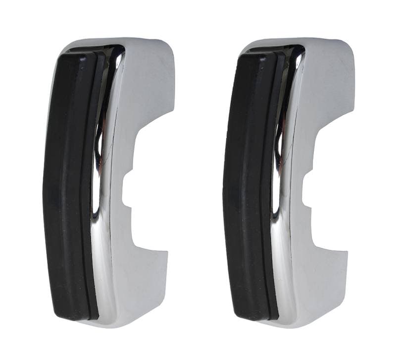 BUMPER GUARDS WITH RUBBER, FRONT OR REAR, SET OF 2, BUG 68-73, GHIA 1972-74 (With indent for horizontal deco strip)