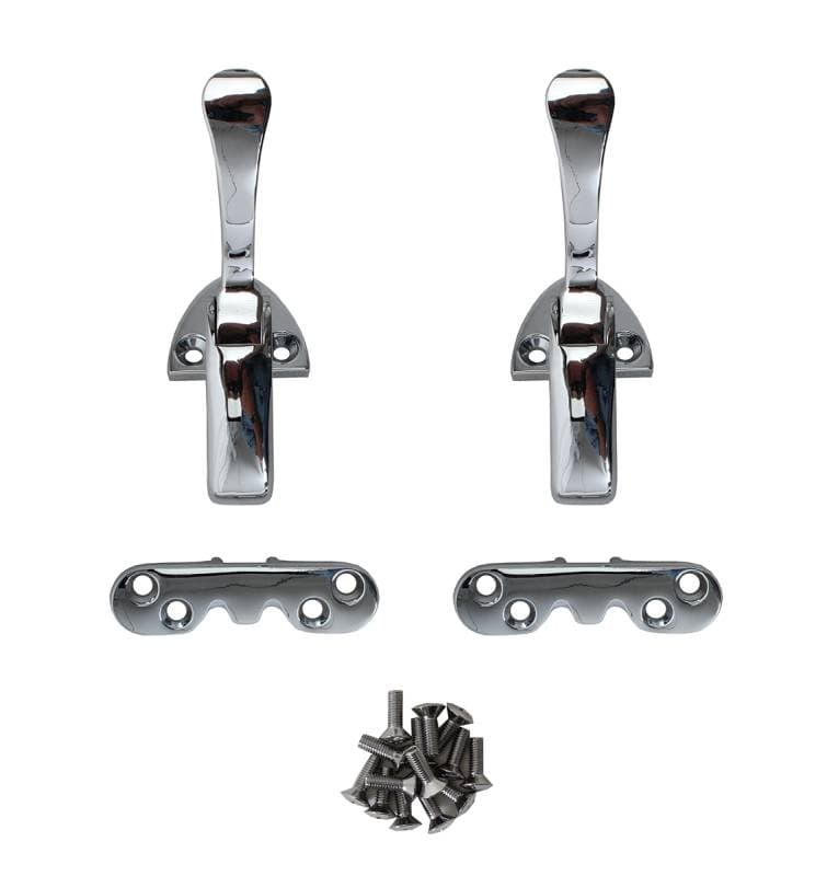 TOP LOCK AND CATCH SET, LEFT & RIGHT COMPLETE WITH SCREWS, BUG CONV. 1961-64 *MADE BY WCM*