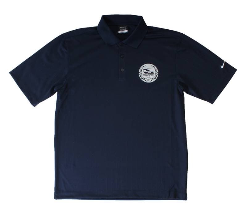 POLO SHIRT, LARGE, NAVY BLUE NIKE DRI-FIT WITH SILVER LOGO (Limited Edition)