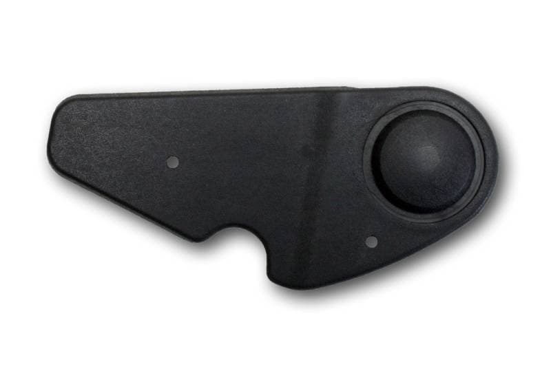 SEAT HINGE COVER, BLACK, LEFT INNER NO HOLE, BUG 1976-79 (Holding Pins Part # 171-500)
