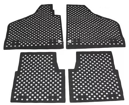 FLOOR MATS, FRONT AND REAR, BLACK RUBBER WITH HOLES LIKE ORIGINAL, THING 1973-74