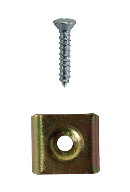 REAR SEAT STRAP PLATE & SCREW, BUG 1946-67, GHIA SEDAN 1956-67 (Strap Part # 113-583S) *MADE IN USA BY WCM*