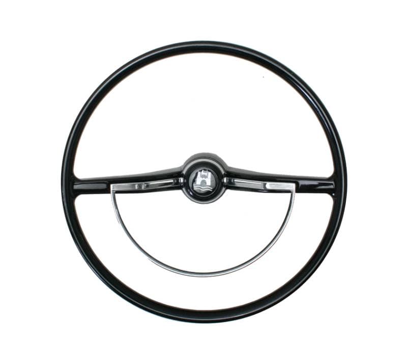 STEERING WHEEL, BLACK WITH HORN BUTTON AND RING, BUG / GHIA / TYPE 3 1964-71 *FACTORY BLEMISH, SLIGHT COSMETIC DEFECT NO EXCHANGES OR RETURNS*