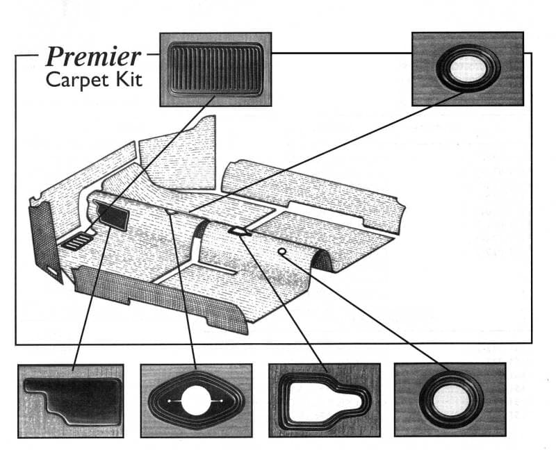CARPET, PREMIER CHARCOAL 7 PIECE, BUG CONV. 1965-67