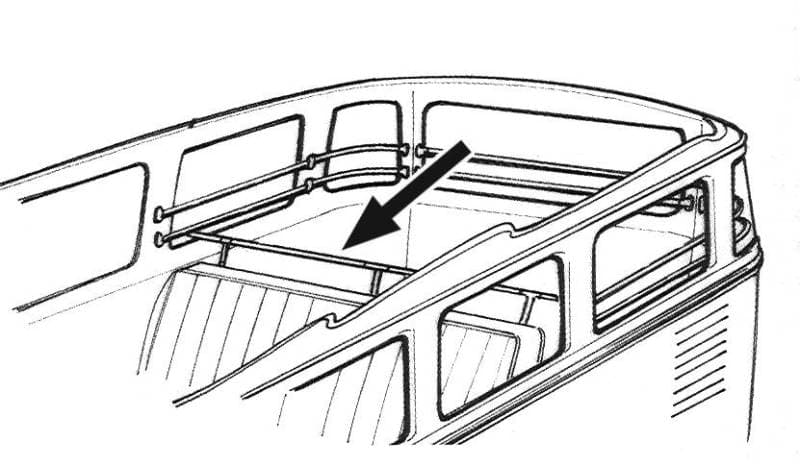 JAIL BARS / LUGGAGE GUARD, REAR BACK SEAT (118 cm LONG) *GERMAN* BUS 1950-67