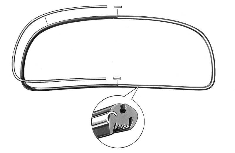 TRIM, METAL MOLDING WITH CLIPS, FRONT WINDOW, ALL TYPE 3 1961-73