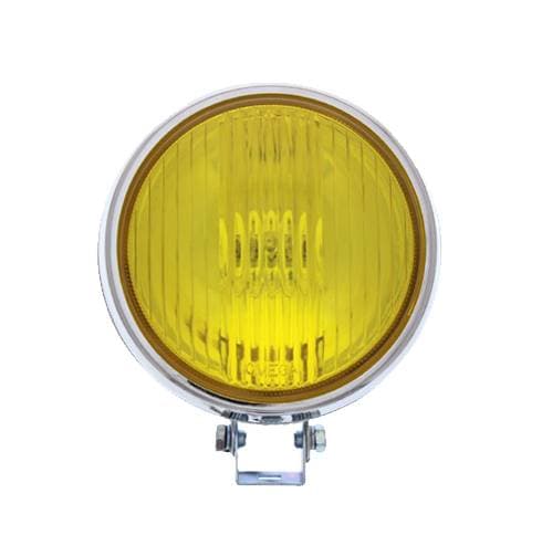 FOG RALLY LAMP, 4" CURVED ROUND YELLOW LIGHT LENS, 12 VOLT WITH 55w H3 BULB, SET OF 2