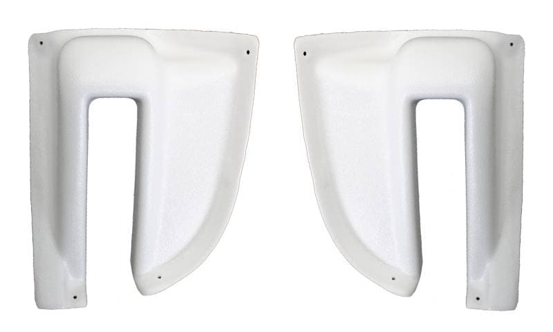 HINGE COVERS, WHITE PLASTIC LEFT & RIGHT, REAR CARGO HATCH, BUS 1968-79 *MADE IN USA BY WCM*