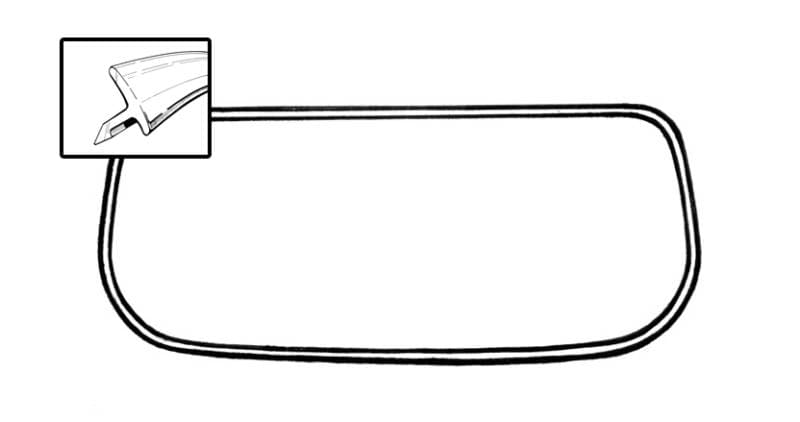 MOLDING, REAR WINDOW METAL TRIM "T" STYLE, GHIA 1967-74 (Clips Part # 143-100)
