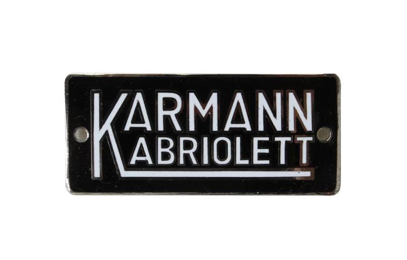 EMBLEM, KARMANN SIDE BODY BADGE, BUG CONV. 1950-60 *MADE BY WCM*