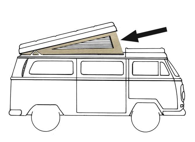 POP TOP, 3 WINDOW TAN ACRYLIC, WESTFALIA BUS 1974-79 *HANDMADE IN USA*