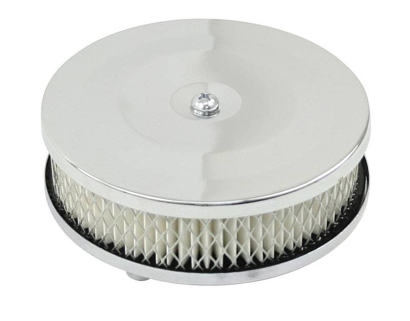 AIR CLEANER WITH PAPER FILTER, LOW PROFILE / HIGH FLOW FOR STOCK CARB, 2.5" TALL X 5.5" WIDE (Replacement Filter Part # 111-044)