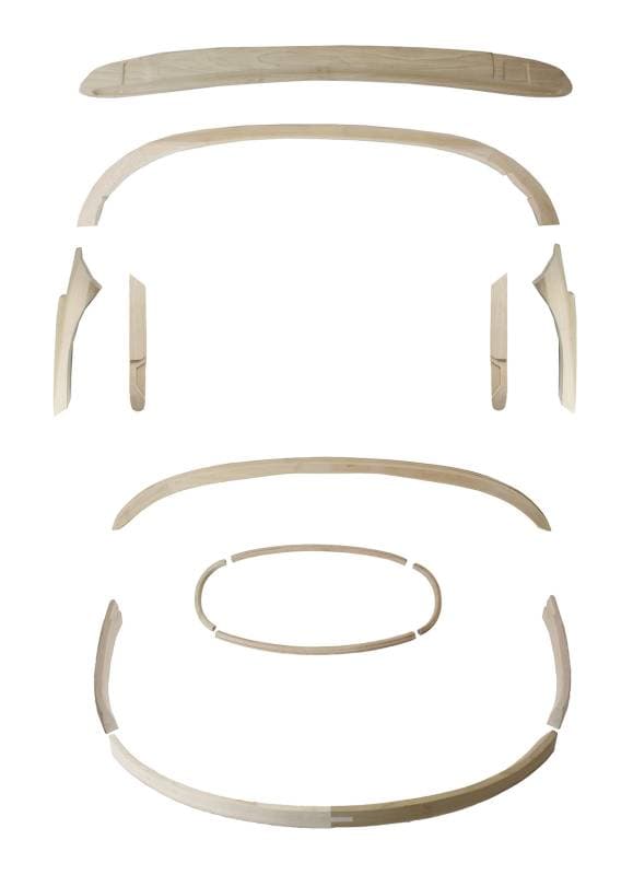 CONVERTIBLE TOP WOOD BOW KIT, BUG CONV. 1958-60 (See description for contents)