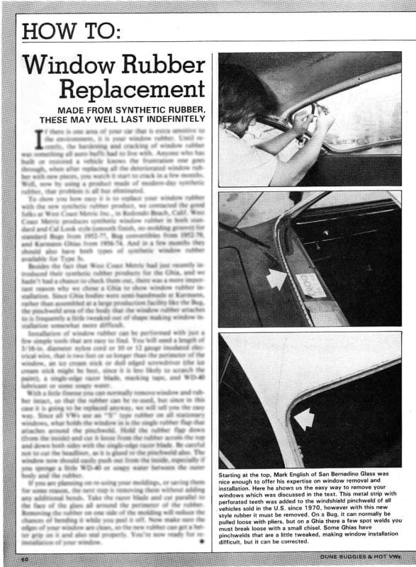 INSTRUCTIONS, WINDOW RUBBER INSTALLATION, 2 PAGES