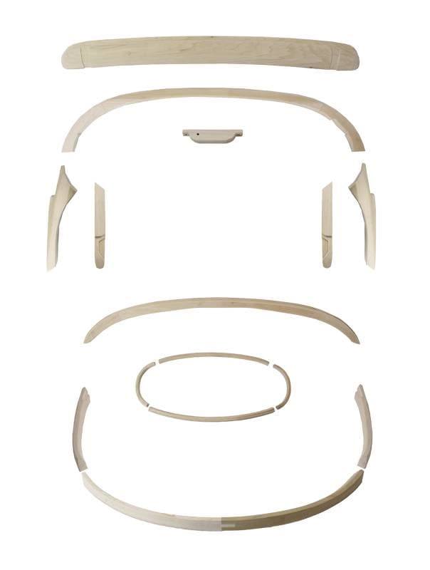 CONVERTIBLE TOP WOOD BOW KIT, BUG CONV. 1952-57 (See description for contents)