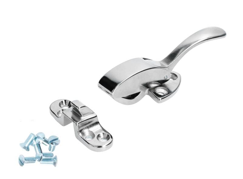 TOP LOCK AND CATCH, LEFT OR RIGHT WITH SCREWS, BUG CONV. 1950-60 (Requires 2 Sets Per Car)